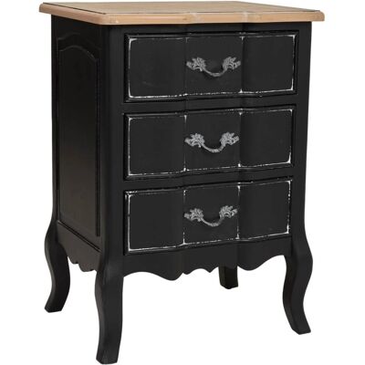 Mesita de noche Wanderlust Deco - Madera vintage con 3 cajones - 50x40x70cm Mesita de noche Wanderlust Deco - Madera vintage con 3 cajones - 50x40x70cm