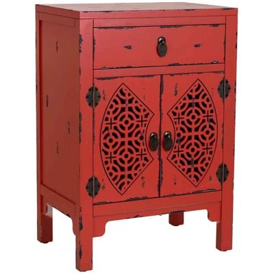 WANDERLUST DECO - Mesita lac rojo - Finition laque rouge - 1 tiroir 2 portes - Table d’appoint - Publicité WANDERLUST DECO - Mesita lac rojo - Finition laque rouge - 1 tiroir 2 portes - Table d’appoint - Publicité