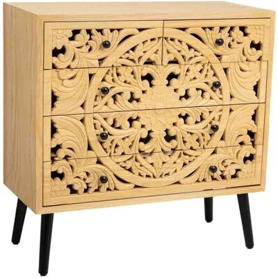 Cómoda de madera Wanderlust Deco - Marrón Moderno 80x39.5x81cm Cómoda de madera Wanderlust Deco - Marrón Moderno 80x39.5x81cm