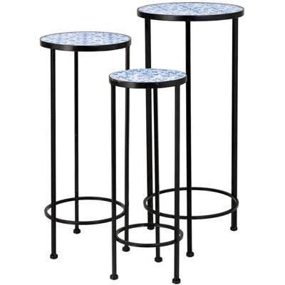 Wanderlust Deco - Set de 3 soportes de mosaico y forja - 30×68, 25×57, 20×51 cm Wanderlust Deco - Set de 3 soportes de mosaico y forja - 30×68, 25×57, 20×51 cm