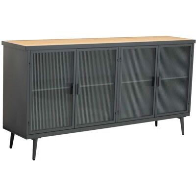 Wanderlust Deco Buffet Noir - Métal, Bois, Verre - Publicité Wanderlust Deco Buffet Noir - Métal, Bois, Verre - Publicité