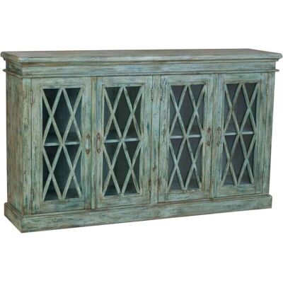 WANDERLUST DECO - Aparador de madera y cristal - 170x40x100 cm - 4 puertas - sideboard WANDERLUST DECO - Aparador de madera y cristal - 170x40x100 cm - 4 puertas - sideboard