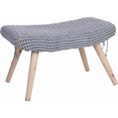 WANDERLUST DECO Tabouret en bois et coton gris - Publicité WANDERLUST DECO Tabouret en bois et coton gris - Publicité