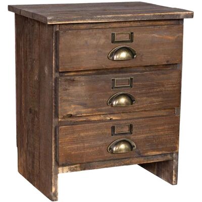 WANDERLUST DECO - Mesita de madera de 3 cajones - 40x31x46.5h cm WANDERLUST DECO - Mesita de madera de 3 cajones - 40x31x46.5h cm