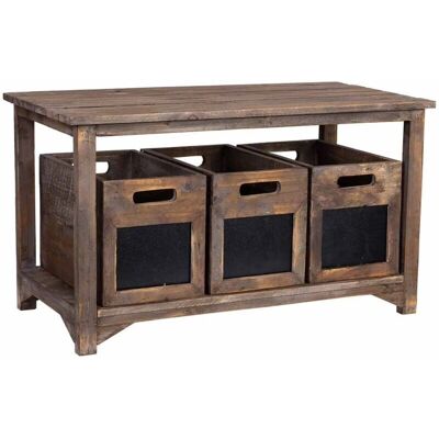 WANDERLUST DECO - Banco de madera con 3 cajones 90x45x51h cm - Banco WANDERLUST DECO - Banco de madera con 3 cajones 90x45x51h cm - Banco