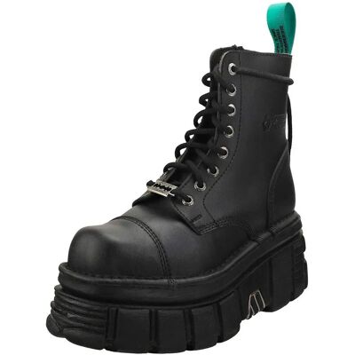 New Rock Unisex Vegan Leather Combat Platform Boots - Black - Shoes New Rock Unisex Vegan Leather Combat Platform Boots - Black - Shoes