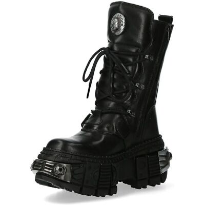New Rock BLACK WALL1473-S3 Unisex Gothic Leather Boots - Boots New Rock BLACK WALL1473-S3 Unisex Gothic Leather Boots - Boots
