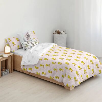 Funda nórdica de algodón orgánico con botones - Estampado vichy Funda nórdica de algodón orgánico con botones - Estampado vichy