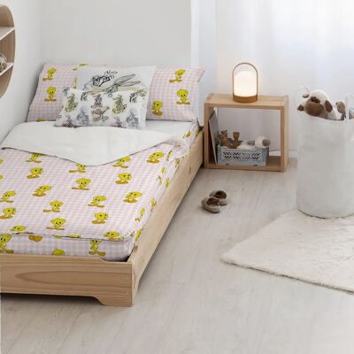 BL BELUM Saco nórdico Tweety Vichy Pink Algodón Orgánico - Ropa de cama BL BELUM Saco nórdico Tweety Vichy Pink Algodón Orgánico - Ropa de cama