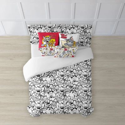 Housse de duvet en coton biologique noir et blanc - 155x220 cm Housse de duvet en coton biologique noir et blanc - 155x220 cm