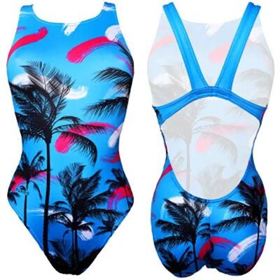 Costume da bagno Turbo Blue Palm - Resistente al cloro, UV, Comodo Costume da bagno Turbo Blue Palm - Resistente al cloro, UV, Comodo