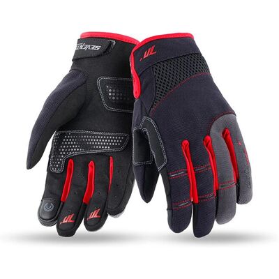 Guanti Moto Estivi Seventy Degrees SD-C48 - Nero Rosso Urbano Guanti Moto Estivi Seventy Degrees SD-C48 - Nero Rosso Urbano