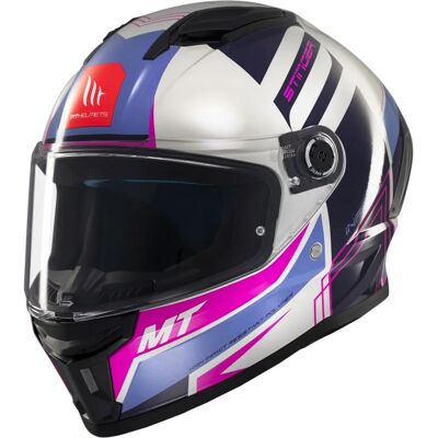 MT Stinger 2 Casco de moto gris-lila-rosado - Casco de motocicleta MT Stinger 2 Casco de moto gris-lila-rosado - Casco de motocicleta