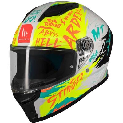 MT Helmets Stinger 2 Ardent Bianco-Giallo XS - Casco moto MT Helmets Stinger 2 Ardent Bianco-Giallo XS - Casco moto
