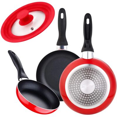 San Ignacio Juego de 3 Ollas Rojo - Aluminio, Inducción San Ignacio Juego de 3 Ollas Rojo - Aluminio, Inducción