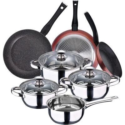 Set de Cuisine San Ignacio - 4 Casseroles et 3 Poêles Acier Inoxydable - Publicité Set de Cuisine San Ignacio - 4 Casseroles et 3 Poêles Acier Inoxydable - Publicité