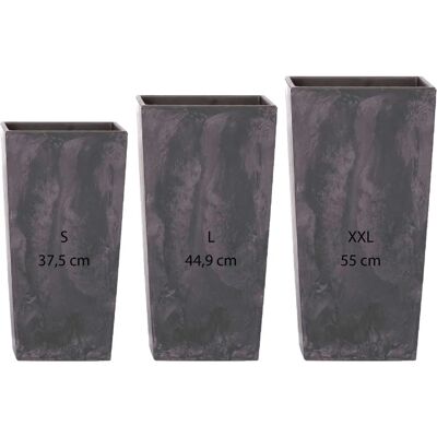 WELLHOME Macetas Prosperplast - Efecto Cuadrado Antracita - Pack de 3 WELLHOME Macetas Prosperplast - Efecto Cuadrado Antracita - Pack de 3