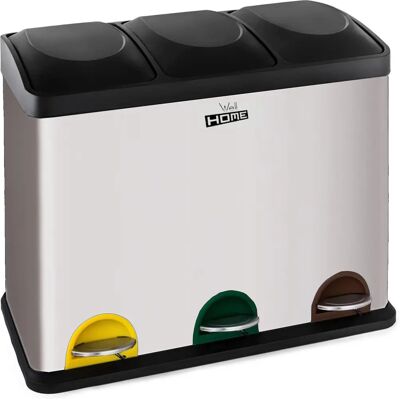 Cubo de reciclaje ecológico Wellhome 45L 3 compartimentos Cubo de reciclaje ecológico Wellhome 45L 3 compartimentos