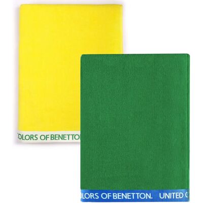 Benetton Modelo 2 Toallas - 90x160cm, Vellón, Algodón, Verde y Amarillo Benetton Modelo 2 Toallas - 90x160cm, Vellón, Algodón, Verde y Amarillo