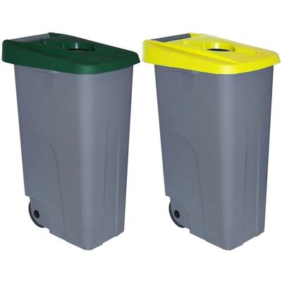 Denox - Pack de Conteneurs de Recyclage 85L - 2 Conteneurs, Vert/Jaune - Publicité Denox - Pack de Conteneurs de Recyclage 85L - 2 Conteneurs, Vert/Jaune - Publicité