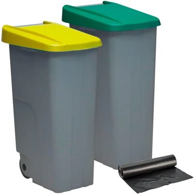 Denox Reciclo 110L Conjunto de Contenedores - Verde/Amarillo Denox Reciclo 110L Conjunto de Contenedores - Verde/Amarillo