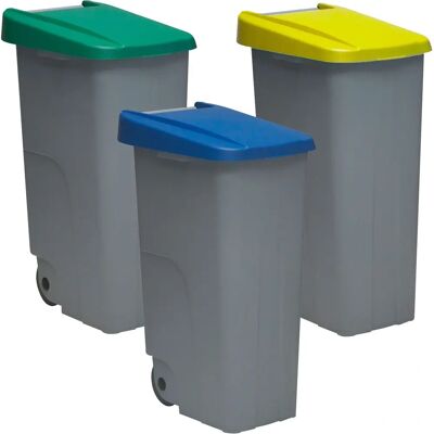 Denox - Pack Reciclaje - 3 Contenedores 110L - Azul/Verde/Amarillo Denox - Pack Reciclaje - 3 Contenedores 110L - Azul/Verde/Amarillo