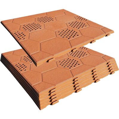 Baldosas de plástico Terracota WellHome - Pack de 6, 39x39cm Baldosas de plástico Terracota WellHome - Pack de 6, 39x39cm