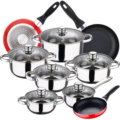 Set de Utensilios de Cocina de Acero Inoxidable - Navy Red - Juego de Cocina Set de Utensilios de Cocina de Acero Inoxidable - Navy Red - Juego de Cocina