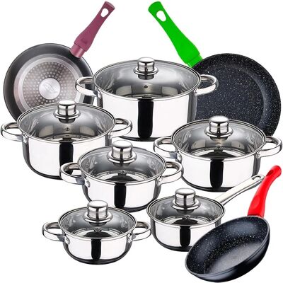Set de Cocina de Acero Inoxidable 12 Piezas - Compatible con Inducción Set de Cocina de Acero Inoxidable 12 Piezas - Compatible con Inducción