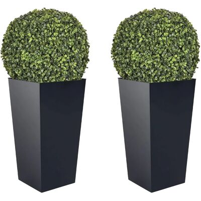 WELLHOME Vasi Urbi Square - Set di 2 alti in plastica da 35L con palline di Buxus WELLHOME Vasi Urbi Square - Set di 2 alti in plastica da 35L con palline di Buxus