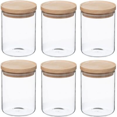 Frascos de vidrio y madera Wellhome - 600ml Set Frascos de vidrio y madera Wellhome - 600ml Set