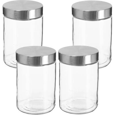 Wellhome - Set aus 4 Glas- und Edelstahlbehältern - 1,2L Wellhome - Set aus 4 Glas- und Edelstahlbehältern - 1,2L