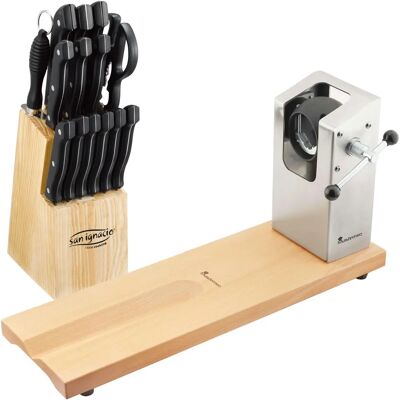 Set de cuchillos de cocina y soporte de jamón Bergner Masterpro 15 pzs - Herramienta de cocina Set de cuchillos de cocina y soporte de jamón Bergner Masterpro 15 pzs - Herramienta de cocina