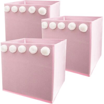 Set de Cajas de Almacenamiento Rosa WELLHOME - 3 Piezas - 29x29x29cm Set de Cajas de Almacenamiento Rosa WELLHOME - 3 Piezas - 29x29x29cm