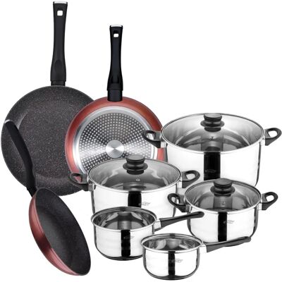 Set di 8 pezzi di pentole in acciaio inox San Ignacio - Adatto induzione Set di 8 pezzi di pentole in acciaio inox San Ignacio - Adatto induzione