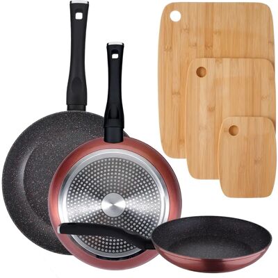 Ensemble de Casseroles en Aluminium Forgé San Ignacio avec Planchettes en Bambou - Set de Cuisine et Planchettes - Publicité Ensemble de Casseroles en Aluminium Forgé San Ignacio avec Planchettes en Bambou - Set de Cuisine et Planchettes - Publicité