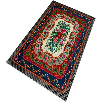 Wellhome Grandma Multicolor Rug - Polyester, 100x150cm, Non-slip Wellhome Grandma Multicolor Rug - Polyester, 100x150cm, Non-slip