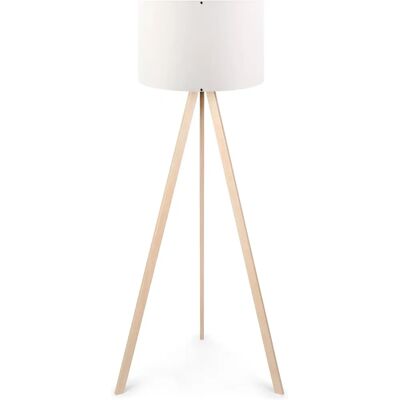 Lampada da terra Wellhome 140cm - MDF PVC - Max 60W - LED - Bianco/Roble Lampada da terra Wellhome 140cm - MDF PVC - Max 60W - LED - Bianco/Roble