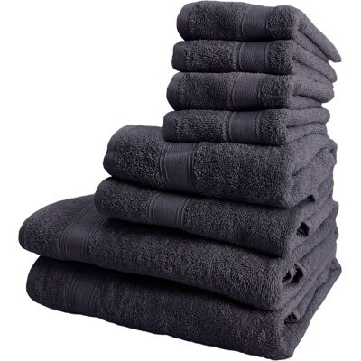 WELLHOME Dark Gray Cotton Bath Towels - Set of 8 WELLHOME Dark Gray Cotton Bath Towels - Set of 8