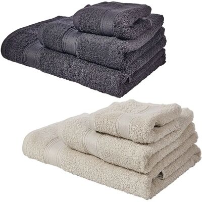 Brandsonline 6-Pack Bathroom Towels - Beige, Gray - Cotton Brandsonline 6-Pack Bathroom Towels - Beige, Gray - Cotton