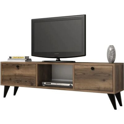 WELLHOME Modello WH1338 - Tavolo TV in Melamina Nera con Ripiani WELLHOME Modello WH1338 - Tavolo TV in Melamina Nera con Ripiani