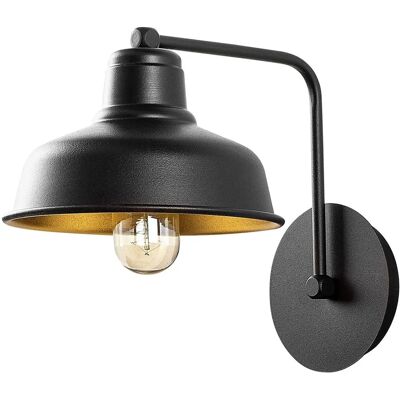 WELLHOME Applique da Parete - 19x27x24 cm - Nero - Struttura in Metallo - Stile Industriale WELLHOME Applique da Parete - 19x27x24 cm - Nero - Struttura in Metallo - Stile Industriale