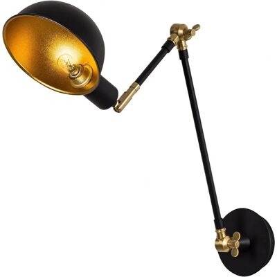 WELLHOME Modello - Lampada da Parete Industriale in Metallo - Nero e Oro WELLHOME Modello - Lampada da Parete Industriale in Metallo - Nero e Oro