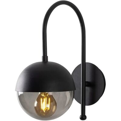 WELLHOME Lampada da Parete Nero Humo Metallo Vetro 15x25x30cm - Lampada da Parete WELLHOME Lampada da Parete Nero Humo Metallo Vetro 15x25x30cm - Lampada da Parete
