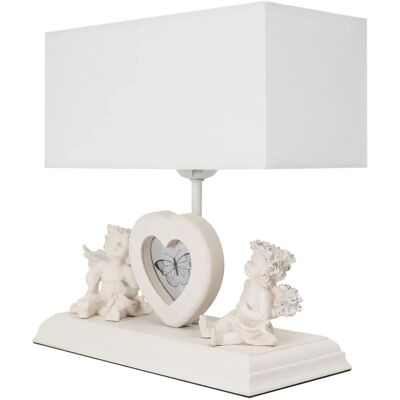 Lampada da tavolo bianca Wellhome - Collezione Volga - 26x12x28cm Lampada da tavolo bianca Wellhome - Collezione Volga - 26x12x28cm