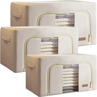 Ensemble de Boîtes de Rangement Joybos - 3 Organiseurs Pliables en Coton - Fenêtre Transparente Ensemble de Boîtes de Rangement Joybos - 3 Organiseurs Pliables en Coton - Fenêtre Transparente
