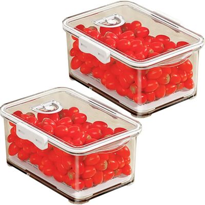 Set de 2 recipientes de almacenamiento de alimentos 2.5L - Transparente, Con Etiquetas, Apilables Set de 2 recipientes de almacenamiento de alimentos 2.5L - Transparente, Con Etiquetas, Apilables