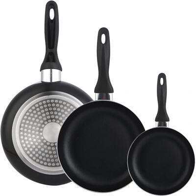 Well Home Ensemble de 3 Poêles en Aluminium - Ustensiles de Cuisine Well Home Ensemble de 3 Poêles en Aluminium - Ustensiles de Cuisine