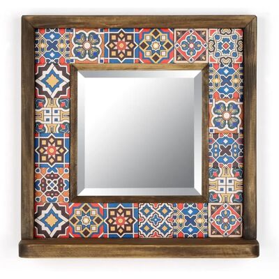Specchio quadrato Wellhome con cornice di piastrelle multicolori - Specchio Specchio quadrato Wellhome con cornice di piastrelle multicolori - Specchio