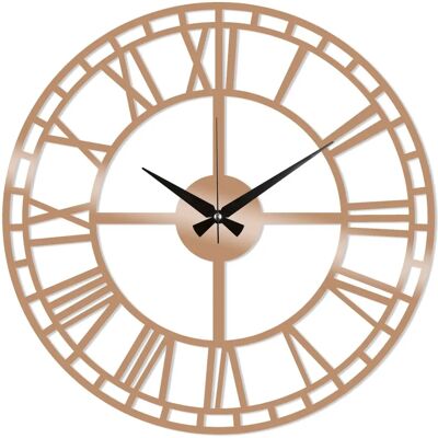 Wellhome Modello Orologio da Parete Circolare in Metallo - Numeri Romani - Rame Wellhome Modello Orologio da Parete Circolare in Metallo - Numeri Romani - Rame